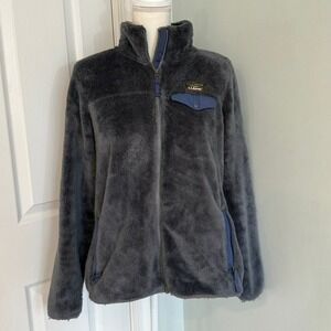 LL Bean Mountain Pile Fleece Jacket Gray Full Zip Sherpa Women Medium 505250
